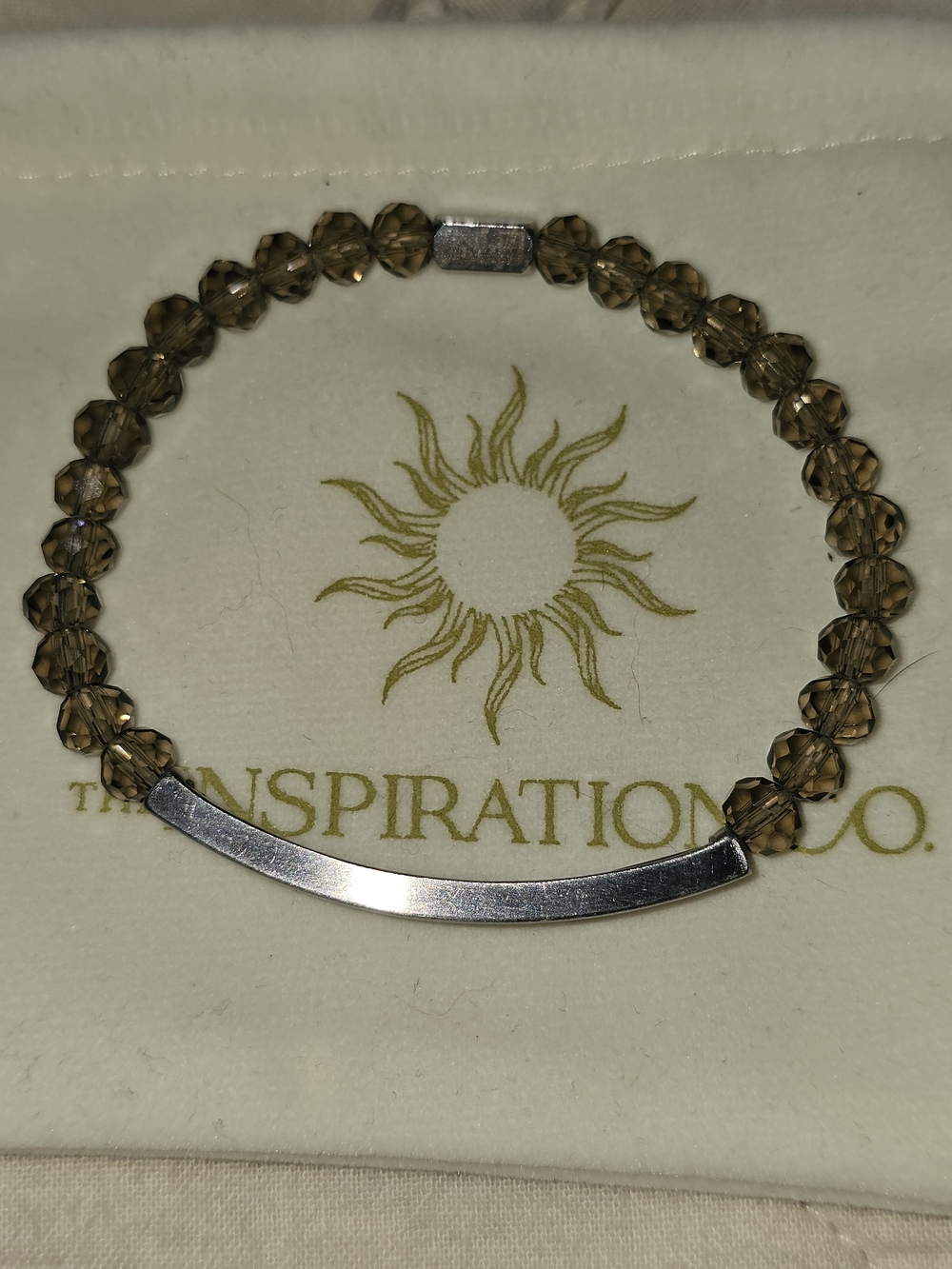 Inspiration Co. Smoky Bead Silver Bar Bracelet
